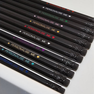 Black Personalised HB Pencils - 5 Pack