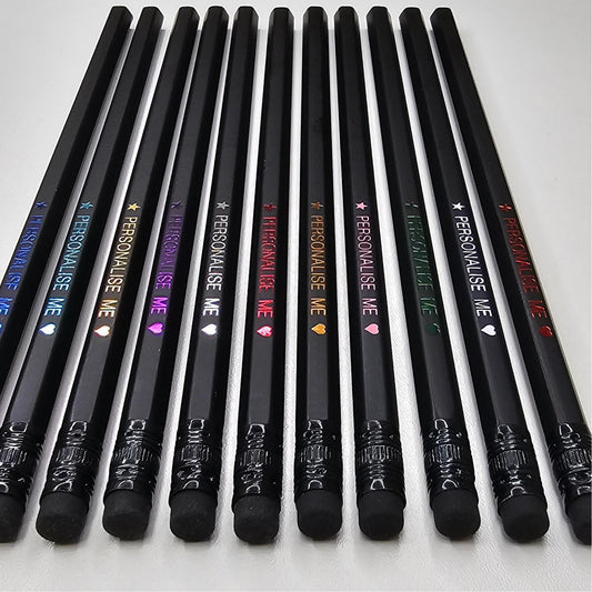 Black Personalised HB Pencils - 5 Pack