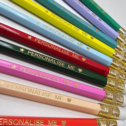 Coloured Personalised HB Pencils - 5 Pack