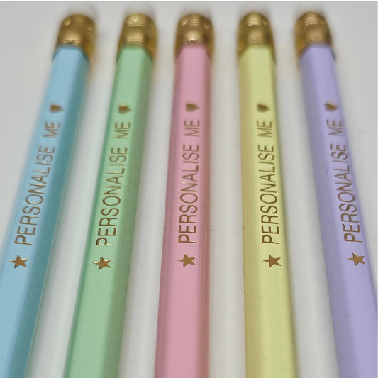 Pastel Personalised HB Pencils - 5 Pack