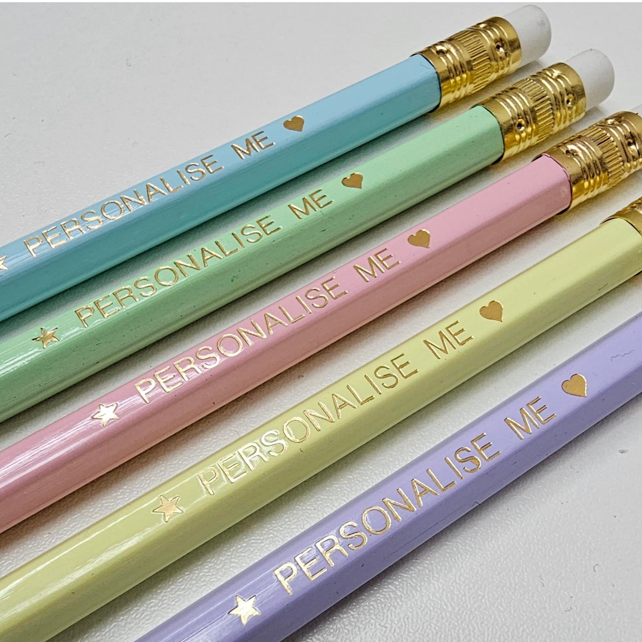 Pastel Personalised HB Pencils - 5 Pack