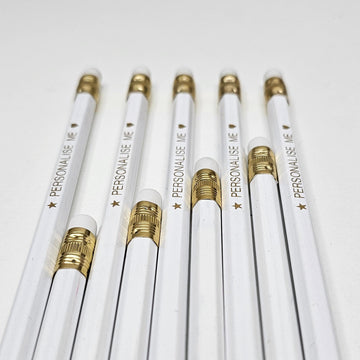 White Personalised HB Pencils - 5 Pack